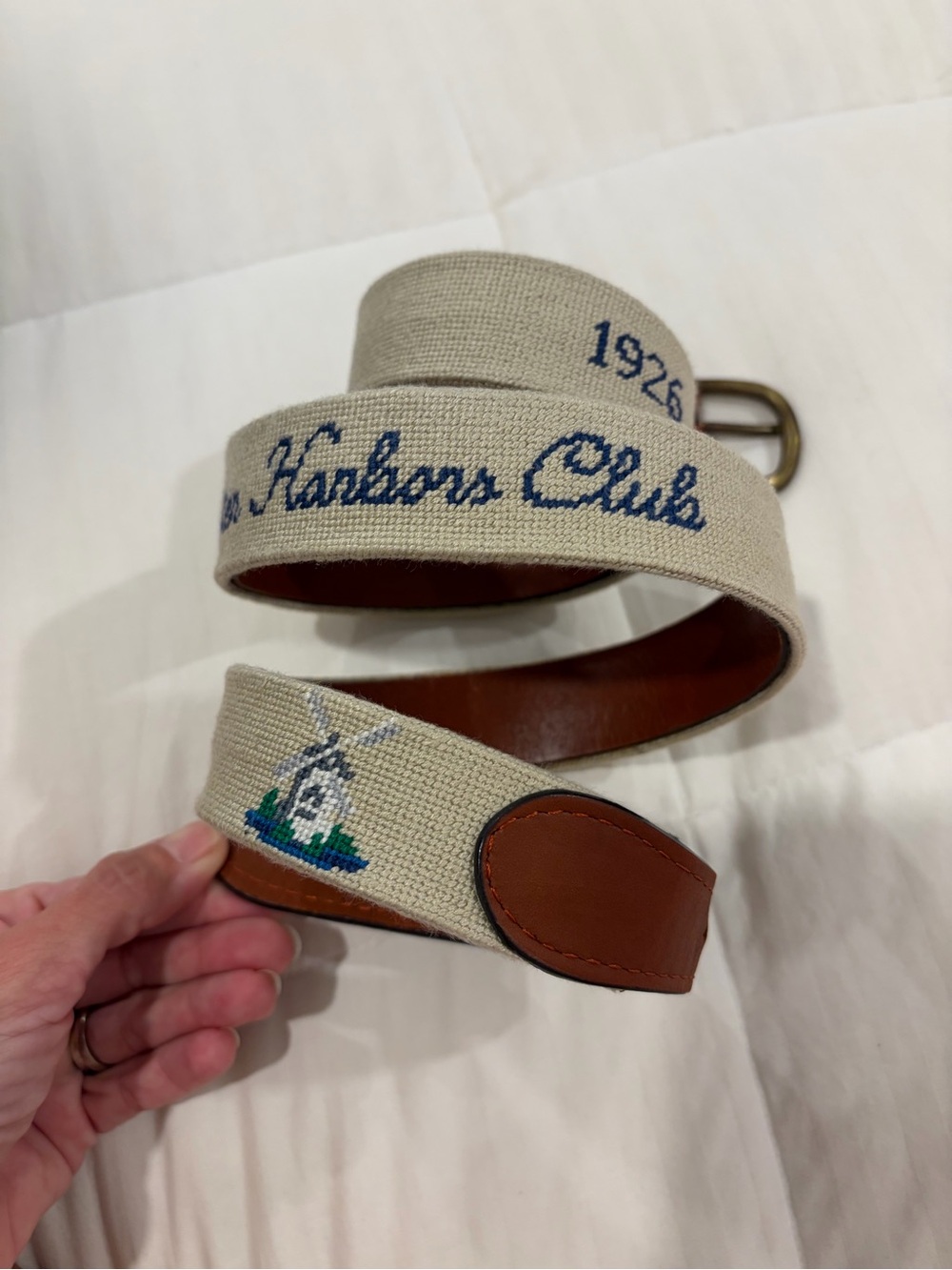 🔥 Smathers & Branson Oyster Harbors Club Needlepoint Belt Sz 40